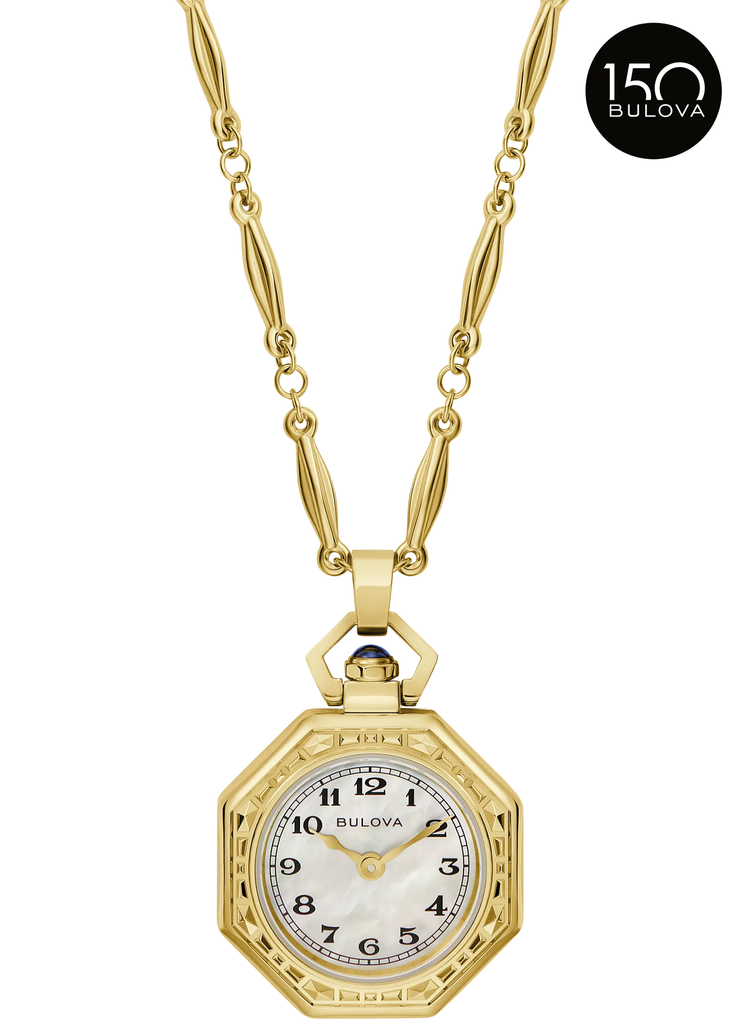 White Dial Stainless Steel Chain Rubaiyat Pendant Necklace 97L182
